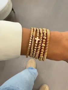 Women's Fashion Jewelry Set, Geometric Ccb Beaded Stackable Bracelet Collection, Layered Bracelet Set, Stylish Accessory for Daily Wear & Special Occasions Stackable Bracelets