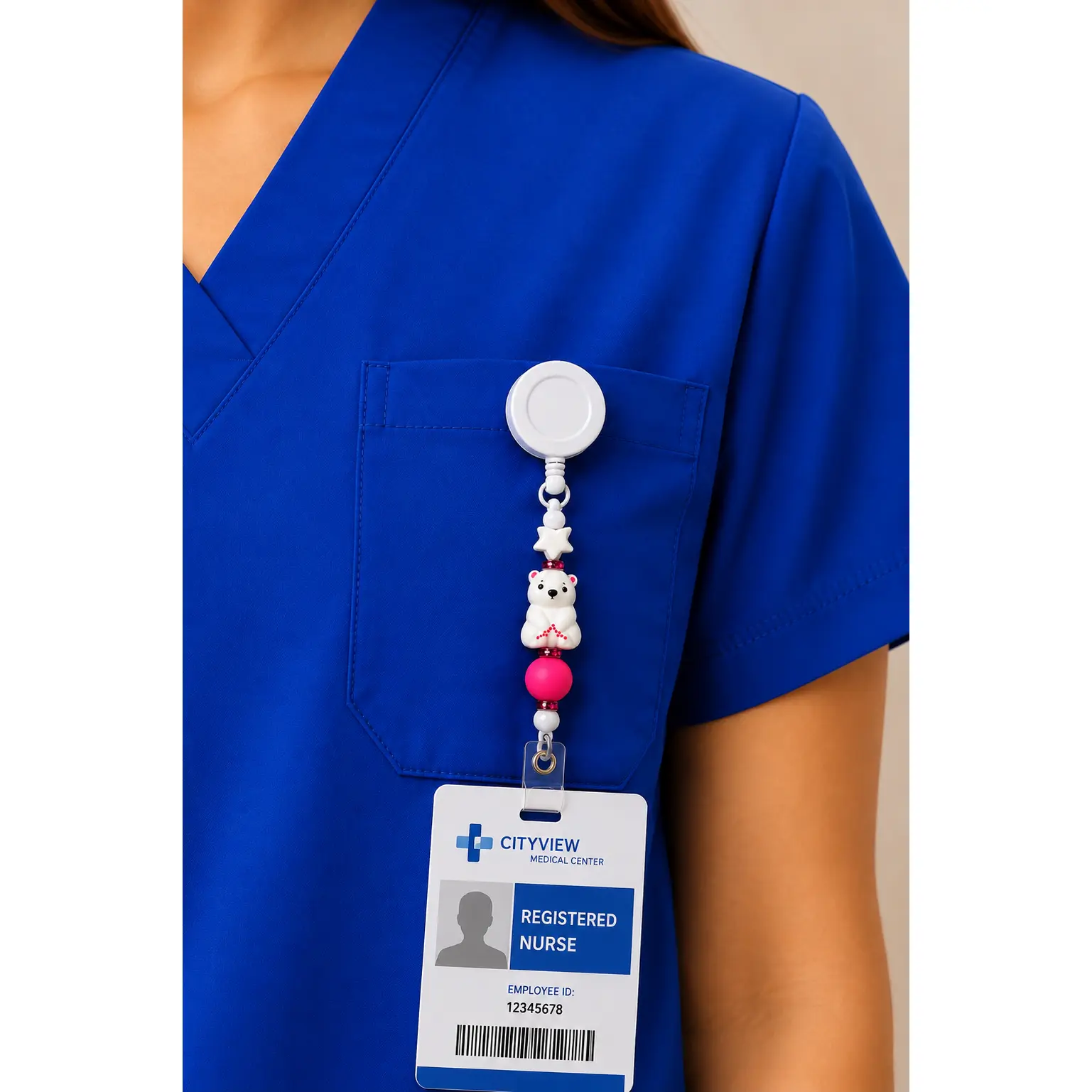Polar Bear Lullaby Badge Reel | Beads of Hope T1D – Handmade Silicone Bead Badge Reel