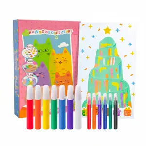Rainbow Squeeze Art Kit - Creative Scratch & Color Art Set for Kids with 20 Drawing Papers 7 Acrylic Paints 6 Watercolor Pens 1 Sticker Sheet & Squeegee Board Perfect for DIY Art & Gifts tiktokshopspringglowup