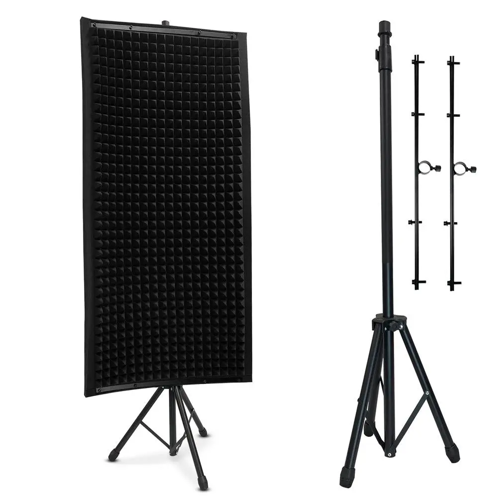 Charcoal Gray Acoustic Isolation Panel - 2'' Thick Engineered Foam Extra Large Machined Pyramid-Style Wedge Sound Absorber, 23.7'' x 47.2'' x 2.0'', for Podcasts, Recording Environments, Extra Large Machined Pyramid-Style Wedge Panel