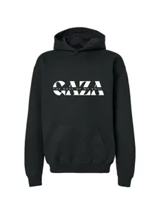 Gaza the Soul of My Soul Palestine Black Warm Hoodie Handmade Pullover Sweatshirt for Solidarity with Gaza and Palestine