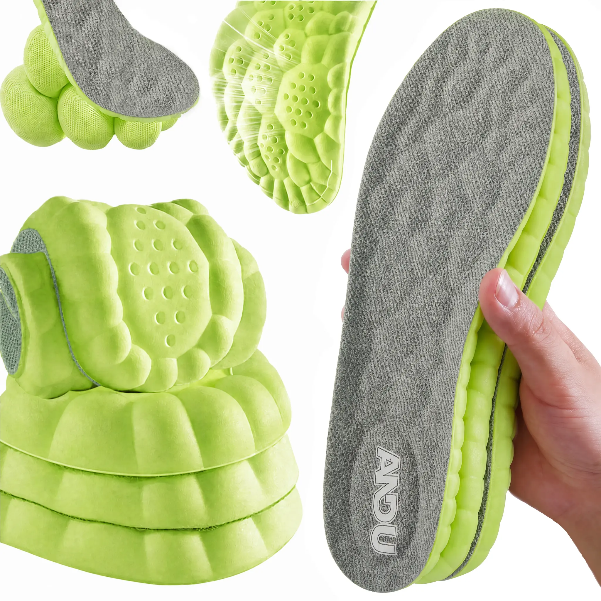 4D Cloud PU material Insoles Shoes Inserts for Men Women, Anti-Fatigue, Shock Absorption, Foot Pain Relief.U-Shape Memory Foam Insoles