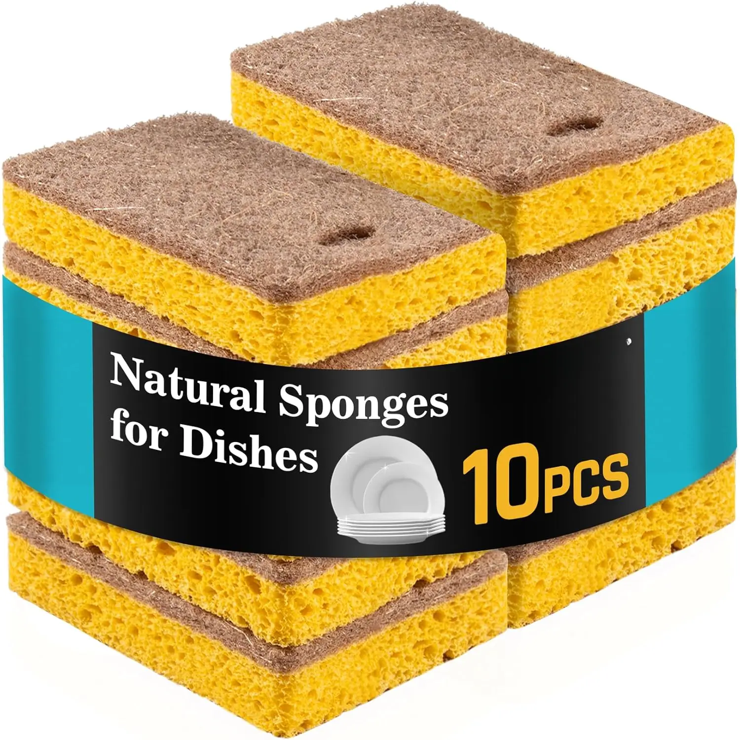 10 count  Sponges for Dishes - Biodegradable Sponges Kitchen  Dish Sponge Non-Scratch Sponges for Cleaning Kitchen