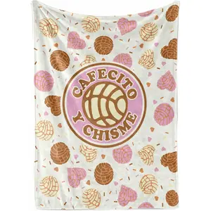 InnoBeta Concha Throw Blanket, Mexican Concha Gifts for Women and Concha Lovers, Tortilla Blanket, Cafecito Y Chisme