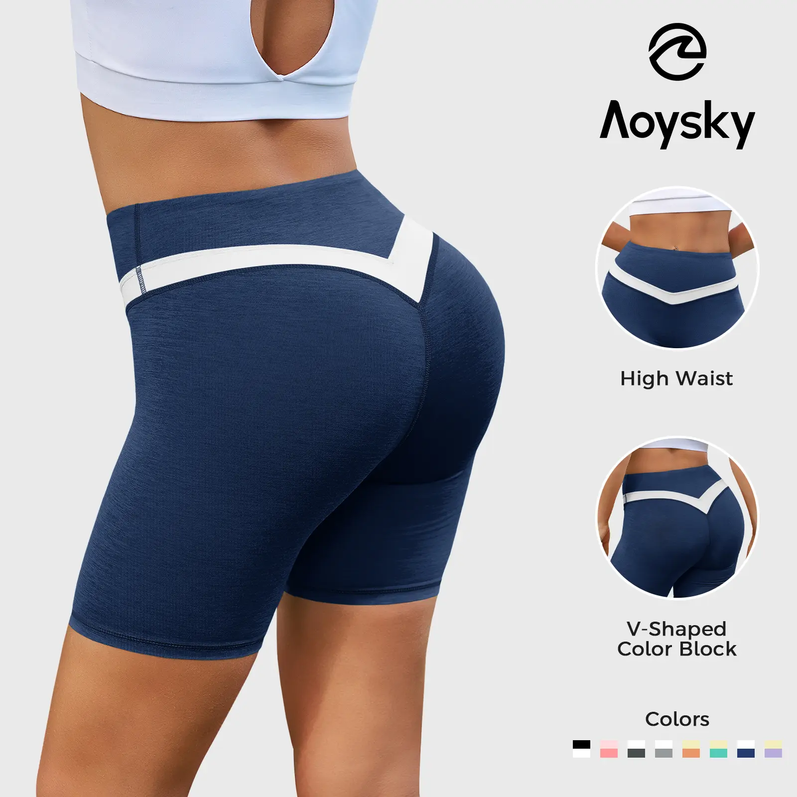 Aoysky Women's Buttery Soft 6" High-Waisted Biker Shorts - Seamless Sports, Solid Seamless, Stretch Knit Styles with Pocket for Yoga, Running, Seamless Sports Shorts, Solid Seamless Shorts
