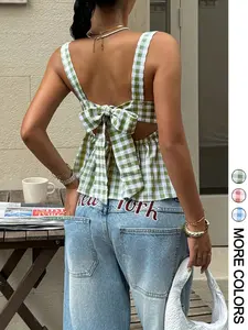 Rustic Style Striped Halter Top, Women's Square Neck Pleated Bustier, Loose Fit Summer, Casual Fashion Wear