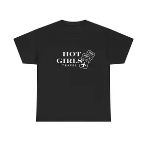 Hot Girls Travel tee | Travel passport luggage plane graphic