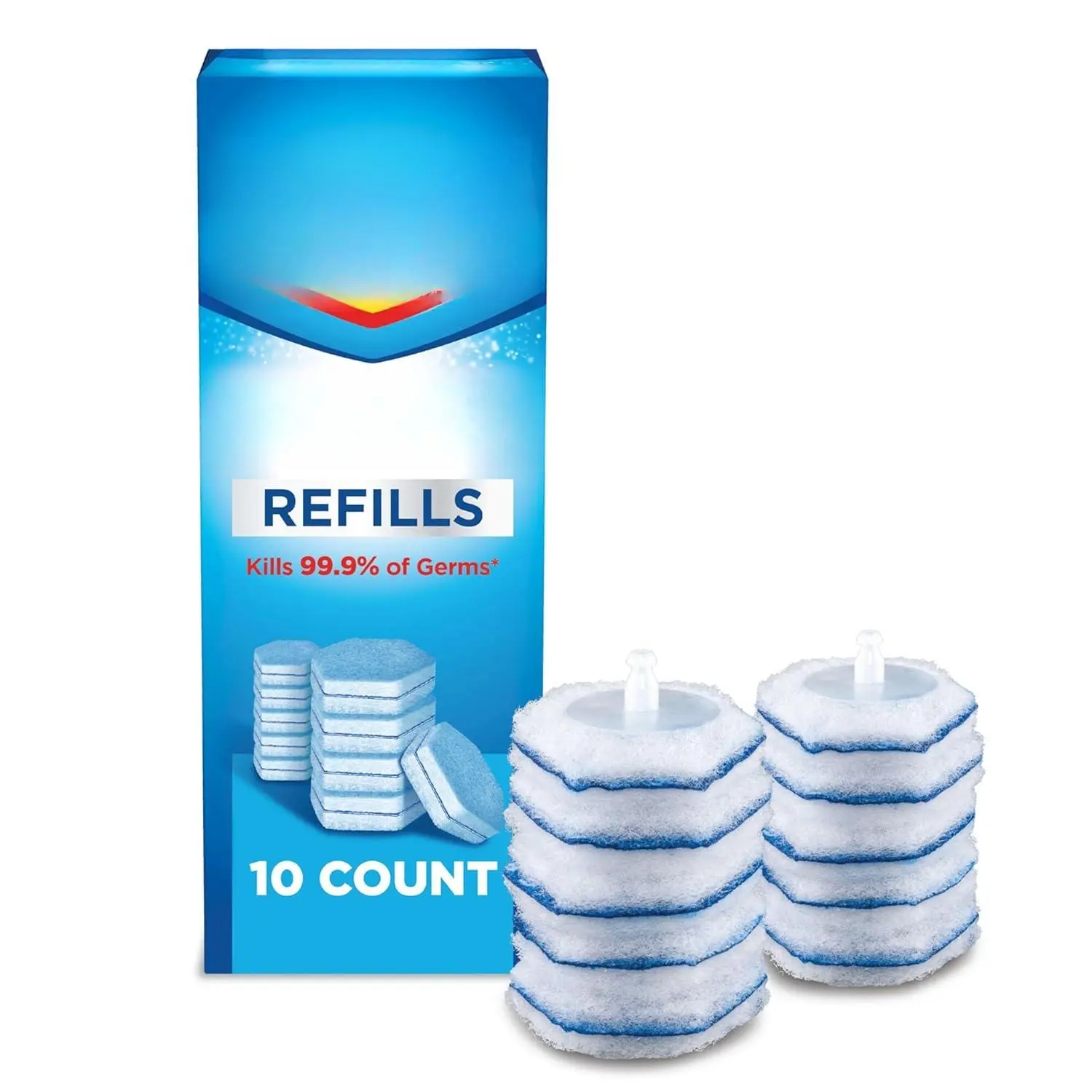 ToiletWand Disposable Toilet Wand Refills - Home Cleaning Supplies, Household Cleaning Products, Bathroom Cleaner Disinfecting Scrubbing Pads, 10 Count (Pack May Vary)