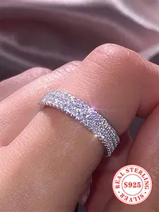 S925 Sterling Silver Fashion Zirconia Decor Ring, Fashion Jewelry for Party, Daily Clothing Decor, Trendy All-match & Exquisite Jewelry for Birthday Gift