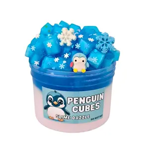 Slime Penguin Thick and Glossy  Slime 10 Fl OZ Total Jelly Cubes Slime  by Slime Dazzle Made In USA Scented Slime