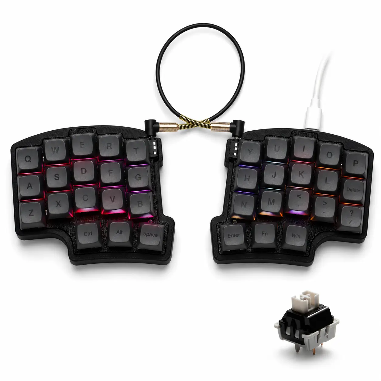 YIVU 36-Key Split Mechanical Keyboard, Wired 40% Ultra-Compact Ergonomic Model with RGB Backlight, Hot-Swappable MX Switch Sockets, QMK/VIAL Support, PBT Keycaps, USB-C Mini MOA Profile, Lipstick Silicone Design (Fits S75 Pro, Chron Q6 Mouse Pads)
