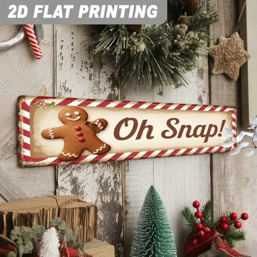 Vintage Gingerbread Man Aluminum Wall Art Large 10x40 Inch Red White Retro Christmas Decoration With Candy Canes Farmhouse Kitchen Living Room Entryway Easy Mounting Hardware Included Holiday Home Decor Festive Gift
