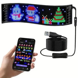 18.7*4.7inch Devil eyes For Vehicle, Truck, LED Matrix Panel, LED Sign For Car: Programmable,Bluetooth APP Control,Wireless APP-Controlled Scrolling LED Screen, Dynamic USB-Powered LED Display Screen