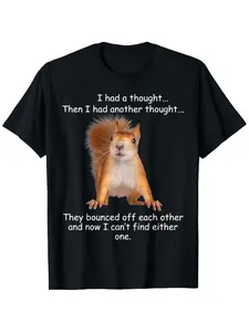 Humorous T-shirt, suitable for both men and women, with a satirical squirrel design - "I think they will bounce open", accompanied by a cute red squirrel pattern. 100% casual short sleeved material.