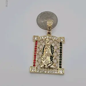 VIRGIN MARY beautiful pendant multi-stones gold-plated NO CHAIN