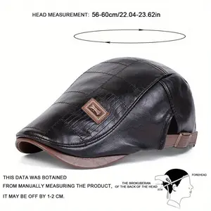Men Pu Leather Beret Outdoor Sport Adjustable Sunscreen Leisure Hat Spring Autumn Travel Tourism Beach Vacation
