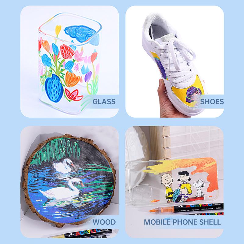 Acrylic Paint Marker - 36 Color pc Marker Pen Set, Artist Fine and Brush Tip Marker for Kids Adult Coloring Books Note Taking, Card Writing, Ston Graffiti, DIY Crafts, Drawing Art Supplies Kit and School Essential, exquisite Gift, Professional Art Pen Set