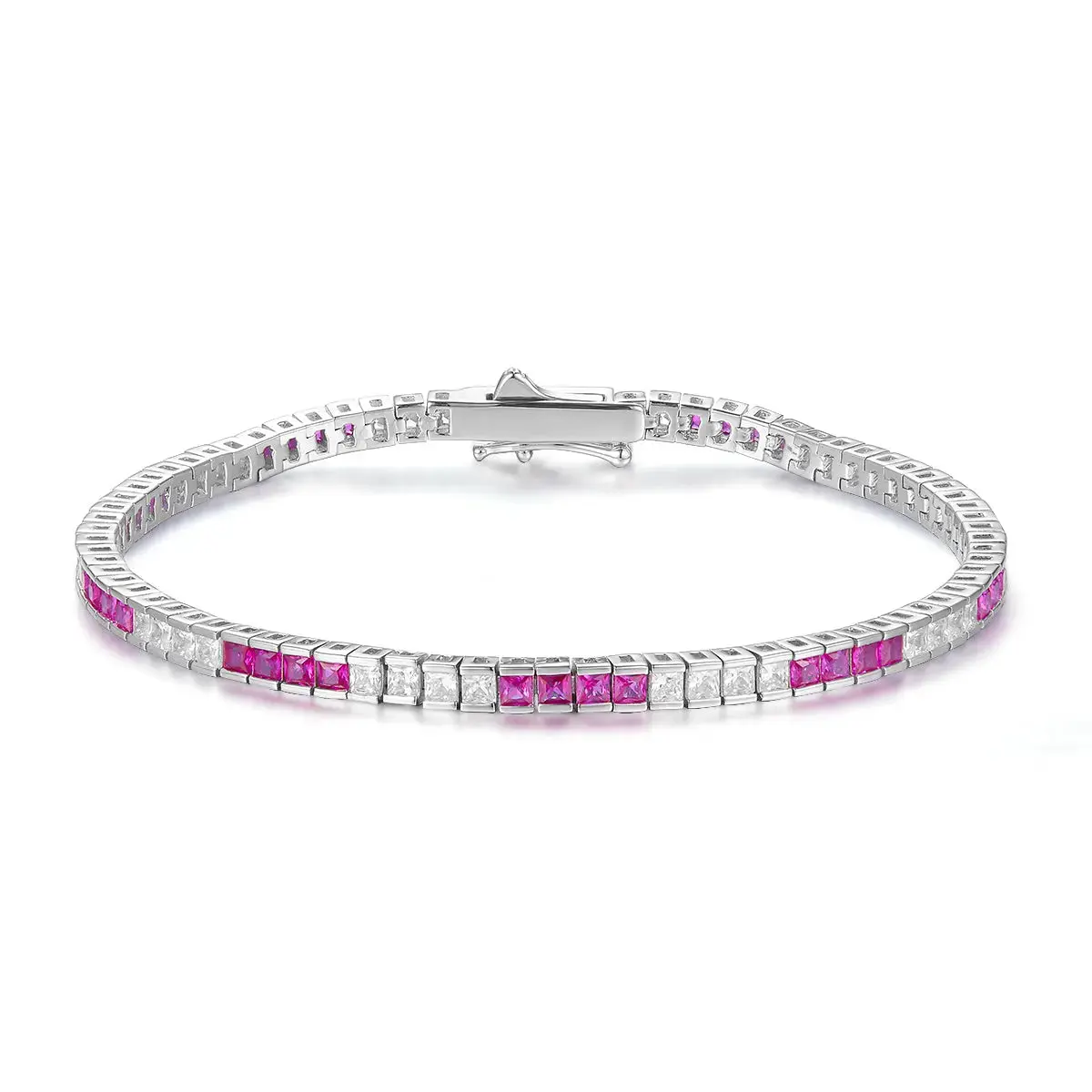 5 Carat Princess Cut Ruby Bracelet in Platinum