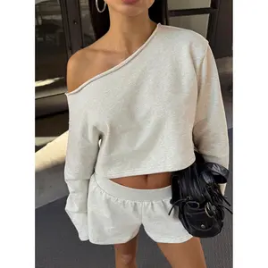 Retreat Raw Edge Off Shoulder Jumper Snow Marle