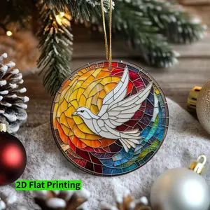 Dove Ornament, Holy Spirit Ceramic Ornament, Faux Stained Glass Nativity Keepsake