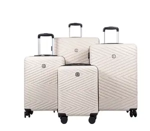 4 Piece Hardshell Luggage Set Hardside Lightweight Suitcase with TSA Lock Spinner Wheels.(White)