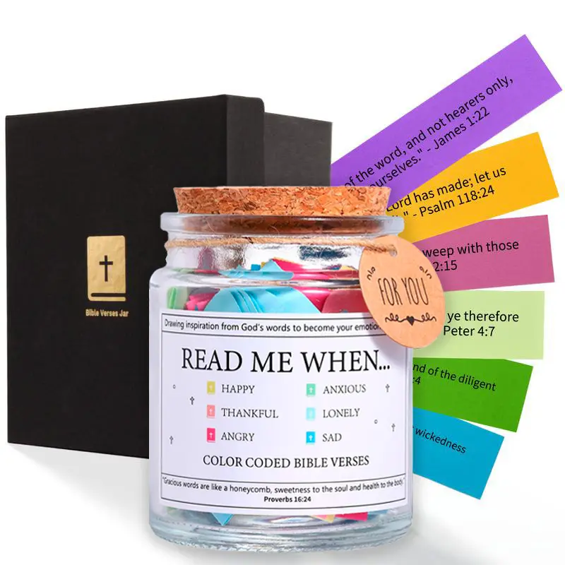 Scripture Verse Jar(English version) - 1PC Glass Jar, Bible Verse Jar, Christmas Gift Read Me Jar Religious stuff Bottles Organiser Read Me When Bible Verses Jar Religious Christian Gifts for Women Men Christian Devotionals for Women Catholic Faith prayer
