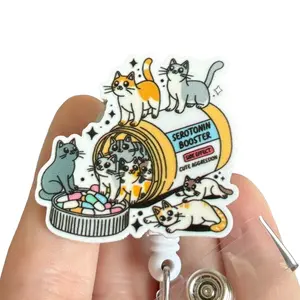 Glitter My Badge Funny cat badge reel for nurse and hospital workers. Badge clip Badge pull - Retractable swivel clip with a 360 rotation. Great gift for coworker.