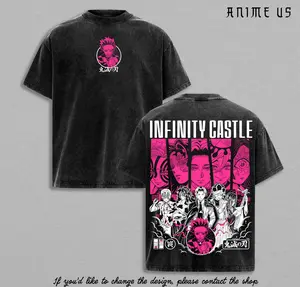 Tanjiro x Infinity Castle Anime Tee Washed | Muzan, Akaza, Kokushibo, Upper Moons Design | Demon Slayer Inspired Shirt for Otaku & Streetwear Fans