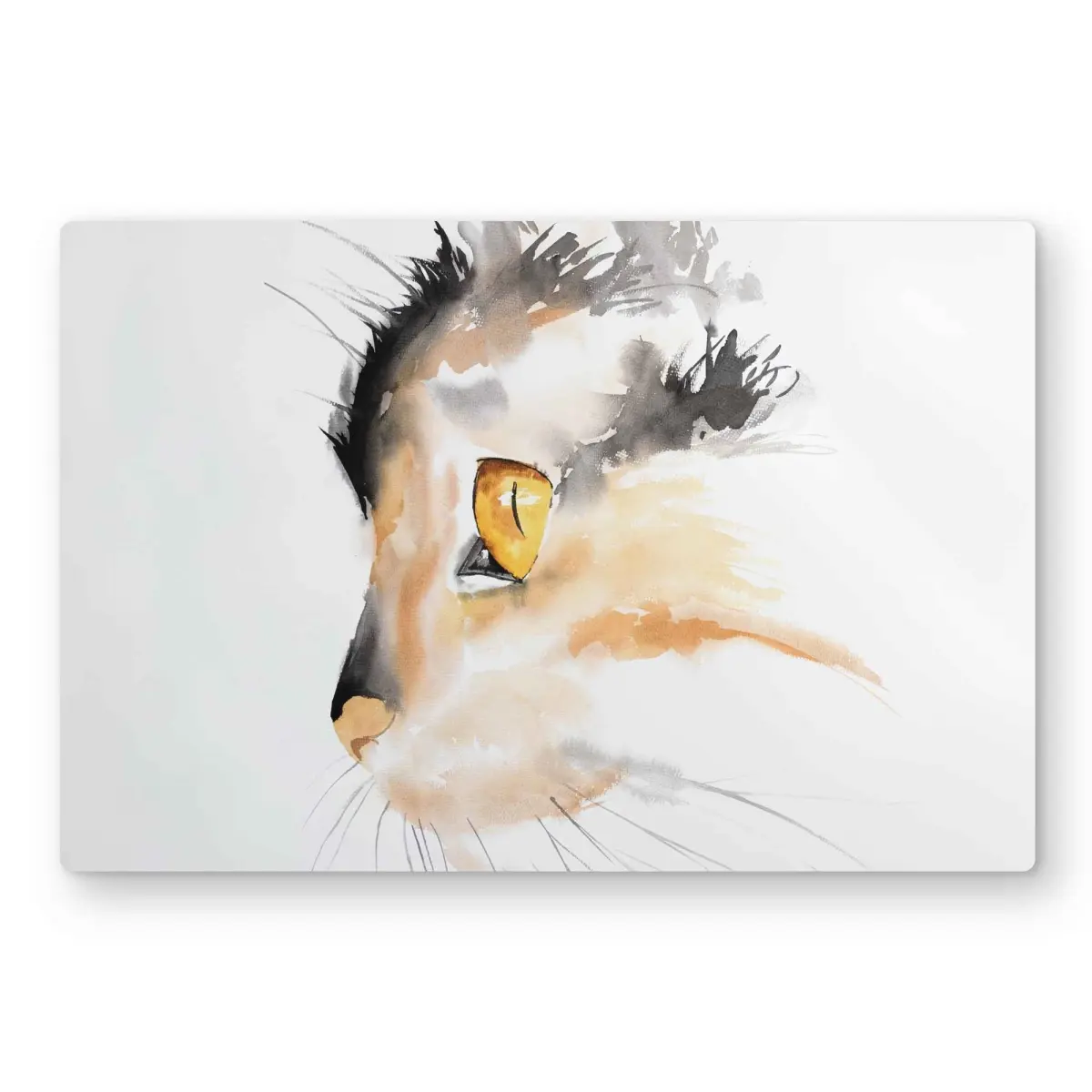 Begin Home Decor C1MP2436STQOXN 24 x 36 in. Watercolor Cat Face Profile Wall Art - Scandinavian Orange Metal Print