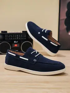 1 Pair Men's Slip-On Casual Walking Shoes | Lazy Commute Style | Suede Upper + Cushioned Anti-Slip Sole | For Lazy Outfits / Daily Commute / Casual Occasions