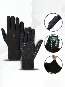 Black Freemason Symbol Knit Winter Gloves for Outdoor Activities and Daily Wear  Warm and Comfortable Touchscreen Compatible Gloves  Stylish Unisex Winter Accessories Perfect for Holiday Gifts Like Christmas and New Ye
