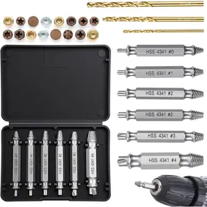 9 count Damaged Screw Extractor Set Stripped Screw Remover And Extractor, Hss 4341 Stripped Screws Extractors Twist Drill Bit Kit Easy Out Removing Broken Bolt and Rounded Nut Bolt
