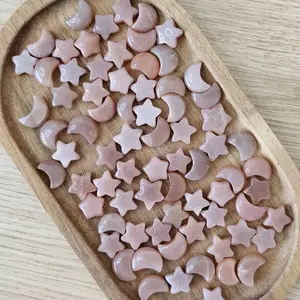 Peach Moonstone Stars and Moons Mini Carving