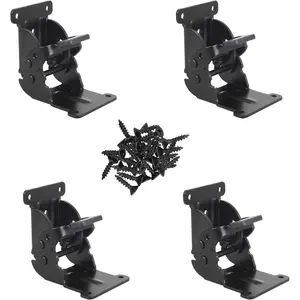 Folding Hinge Bracket for Folding Table, Workbench, Bed Legs, Self Locking Hinges 90 Degree Foldable Table Bracket, Heavy Duty Leg Fittings Angle Braces (Pack of 4)