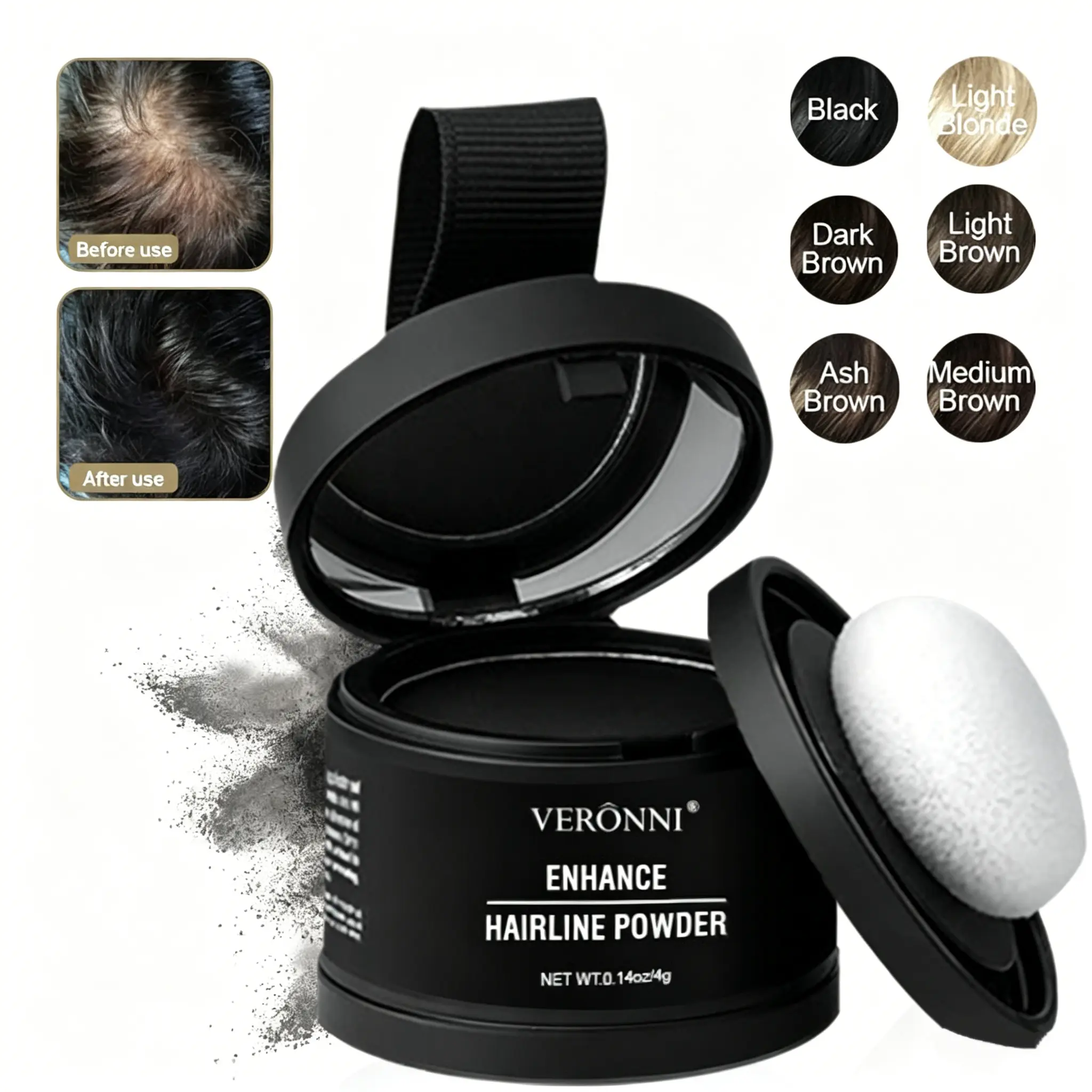 Buy 1 Get 1 Free Hairline Powder Instantly Conceals Hair Loss Waterproof Root Touch Up Powder with Squalane for Natural Finish & Grey Touch Ups Cover Gray Hair Highlight Brown Blonde Hair Dye hair color