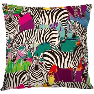 Art Zebra Throw Pillow Covers 18X18 Zebra Animal Black White Cotton Linen Cushion Cases Decorative Pillow Cases for Couch Sofa Bedroom