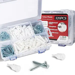 320 count Self Drilling Drywall Anchors and Screws Kit, 3 Sizes Nylon Wall Anchors for Hollow Walls, No Pre-Drilling Required, Holds Up to 75lbs (160 Anchors + 160 Screws)