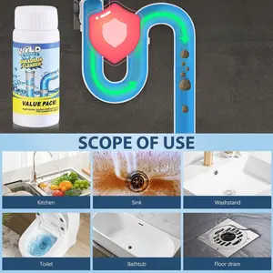 Powerful Drain Cleaner, Drain Clog Remover, Wild Dragon Water Sink and Drain Cleaning Powder, Portable Household Cleaning Powder Tool for Kitchen and Bathroom