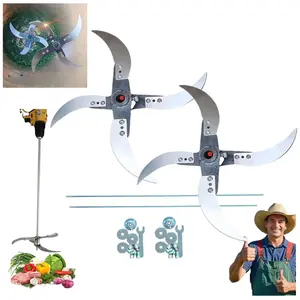 Household Farming Grass Shredder Knife Blades, 25-26cm Adjustable Diameter Vegetable Shredder Blade Set, Home Grass Cutter Steel Shaft Blades with 12 Mounting Holes, Hole Diameter 15mm