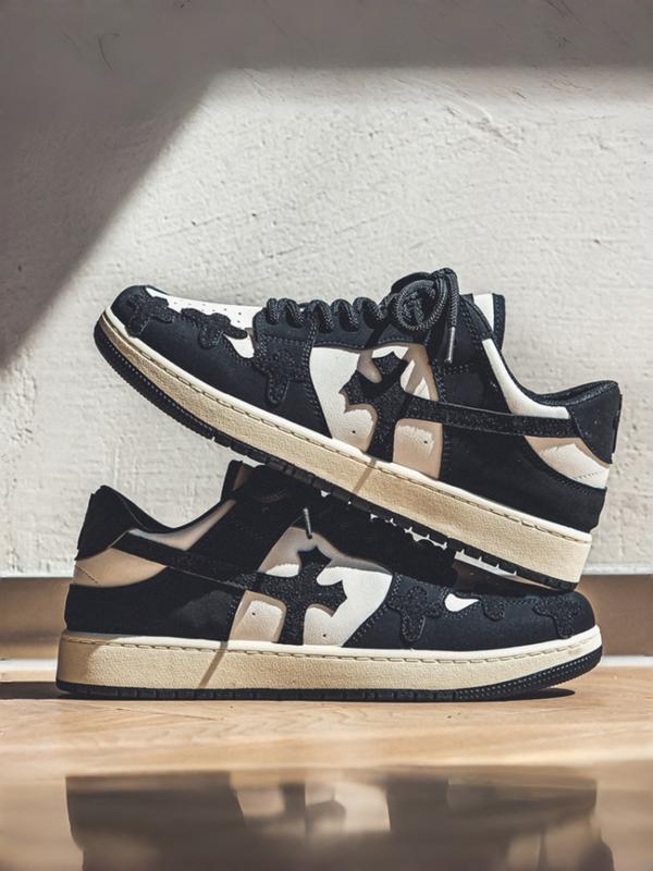 Klein Blue Trend Cross Sneakers - Metal Chain Decoration + Leather Cross Label + Breathable Perforated Upper, Suitable for Street Outfits & Daily Leisure, Eye-Catching Personality Comfortable & Breathable Trendy & Adaptable Strong Fashion Sense