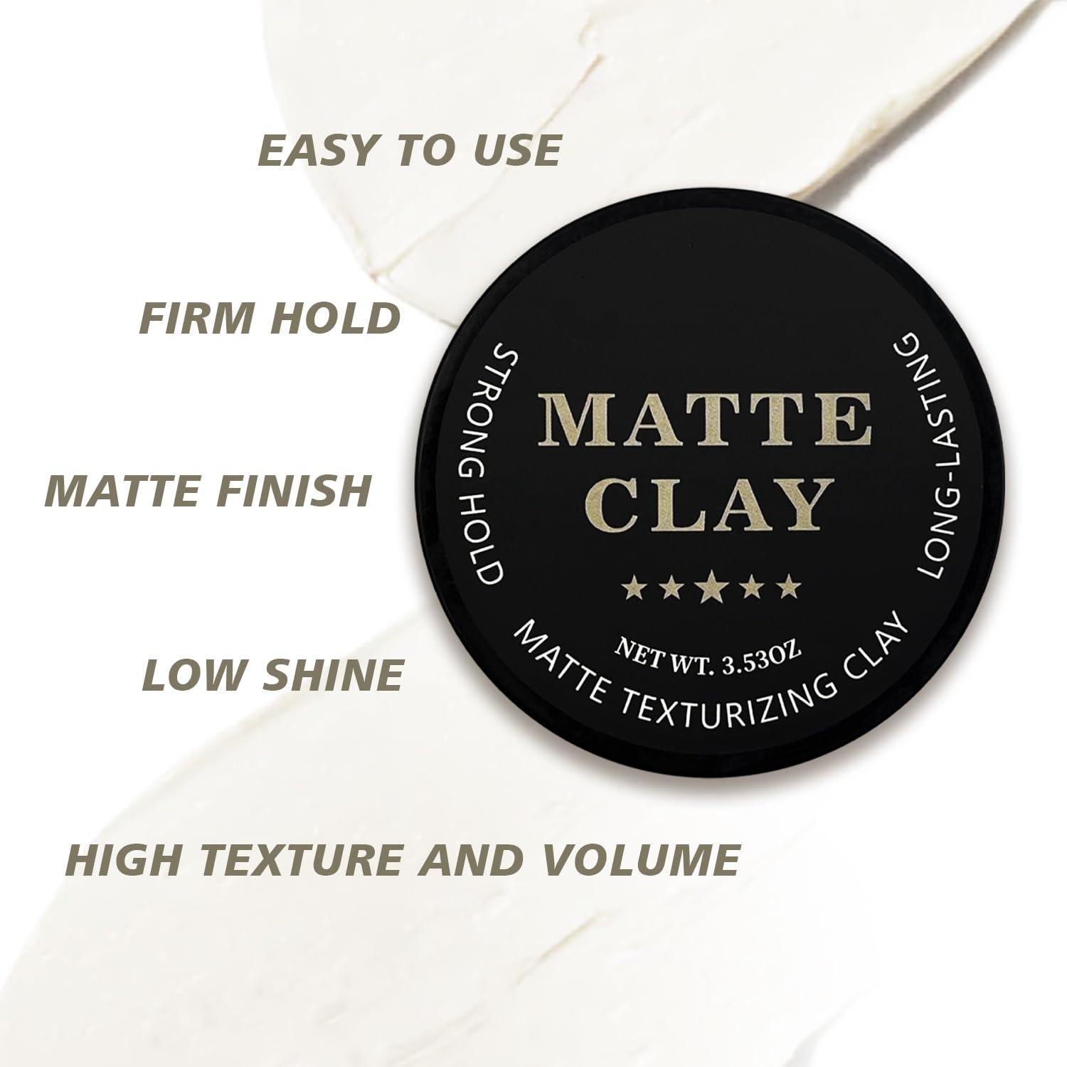 Men's Hair Styling Clay 3.53 oz Firm Hold Matte Finish with Natural Ingredients for Volume & Texture Premium Men's Haircare Gel