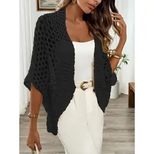 Bat sleeve sweater, available in multiple colors with hollowed out design, women's cardigan, suitable for spring and summer wearRAIMENTRY