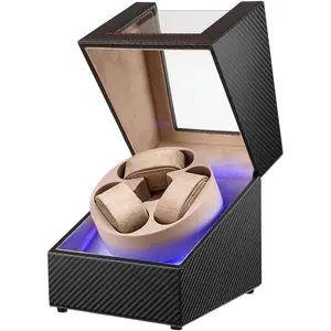 3 Watch Winder Box with LED Display, Ultra Quiet Japanese Motor, 4 Rotation Modes Watch Shark, USB-C Power for Men & Women