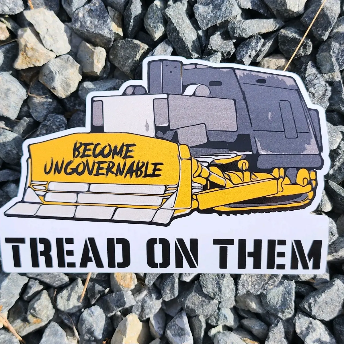 KILL DOZER, Tread on Them 6" Wide x 4" Tall (2-STICKERS)