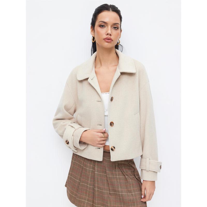 Cider Wool-look Peter Pan Collar Long Sleeve Jacket