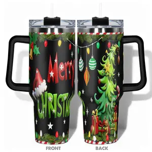 1pc, Christmas Cup 40oz/30oz/20oz/14oz Stainless Steel Insulated Tumbler Green Christmas Funny Print  Stainless Steel Bottle Christmas Gifts, For Dad Son Women Mom Sisters Teacher Coworker Friend Brother