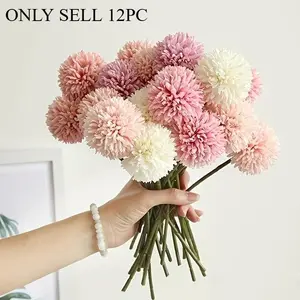 Set of 12 Synthetic Chrysanthemum Flowers, Imitation Dandelion Blooms Made Of, artificial flower arrangements, Perfect for Creating a Bridal Bouquet Or for Decorating Homes, Gardens, Parties, And Weddings