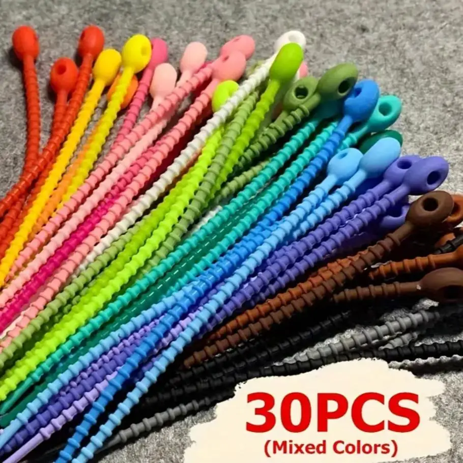 Mixed Color Silicone Cable Organizer, 30pcs Reusable Cable Organizer Kit, Multifunctional Cord Management System, Storage Holder for Cable, Room Acces