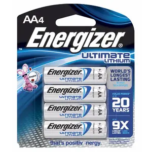 Energizer E2 Lithium AA Batteries - 2900 mAh, 1.5 V, 4-Pack for Sports & Outdoor Cycling Equipment Energizer E2 Lithium AA Batteries - 2900 mAh, 1.5 V, 4-Pack for Sports & Outdoor Cycling Equipment