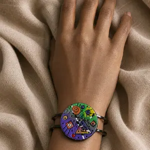 kandinsky Inspired Handmade Polymer Clay Bracelet Bangle